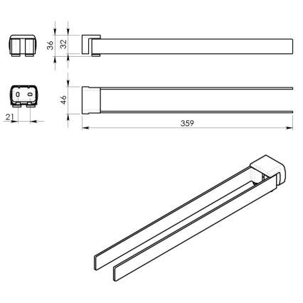 Gedy - Wieszak ścienny na ręczniki PIRENEI 35,9 cm, metaliczny szary