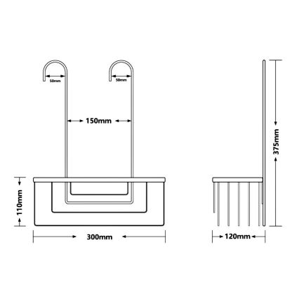 Gedy - Wisząca półka prysznicowa SMART 37,5x30 cm, metaliczny odcień szarości