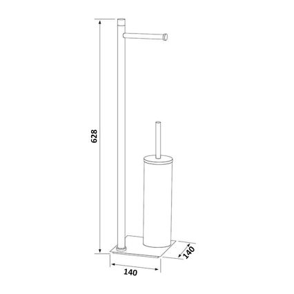 Gedy - Wolnostojąca szczotka do WC z uchwytem na papier toaletowy TRILLY matowa czarna/bambus