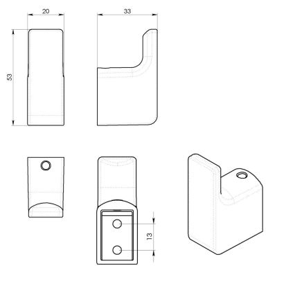 Gedy - Zestaw 2 haków ściennych PIRENEI, matowe złoto