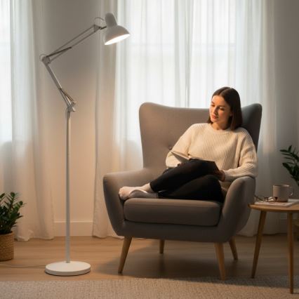 Giętna lampa podłogowa AURIQ 1xE27/60W/230V 184 cm biała