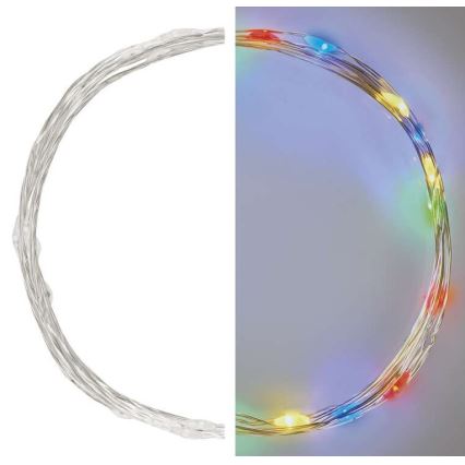 Girlanda LED 20 diod, zasilanie 2×AA, długość 2,4 m, wielokolorowa