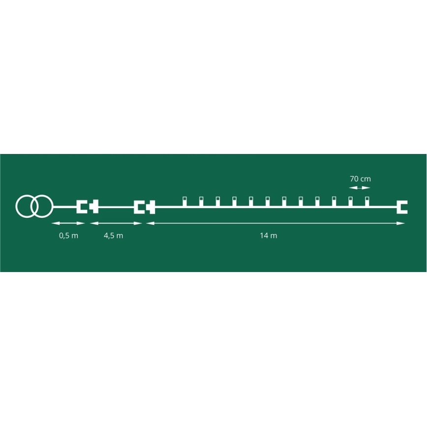 LED girlanda zewnętrzna CONE FILAMENT 20xE10 19m kolorowa/ciepła biała IP44, Wyprodukowano w UE