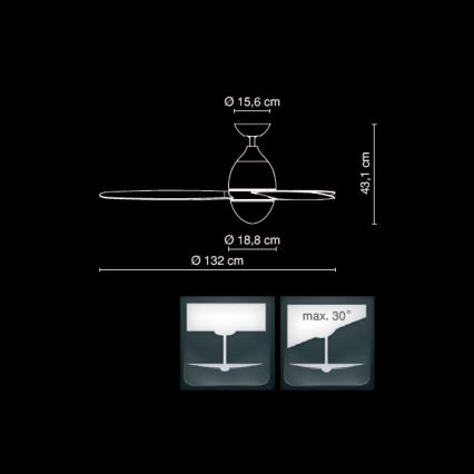 GLOBO 0302 - Stropní ventilátor PREMIER 2xE14/40W/230V