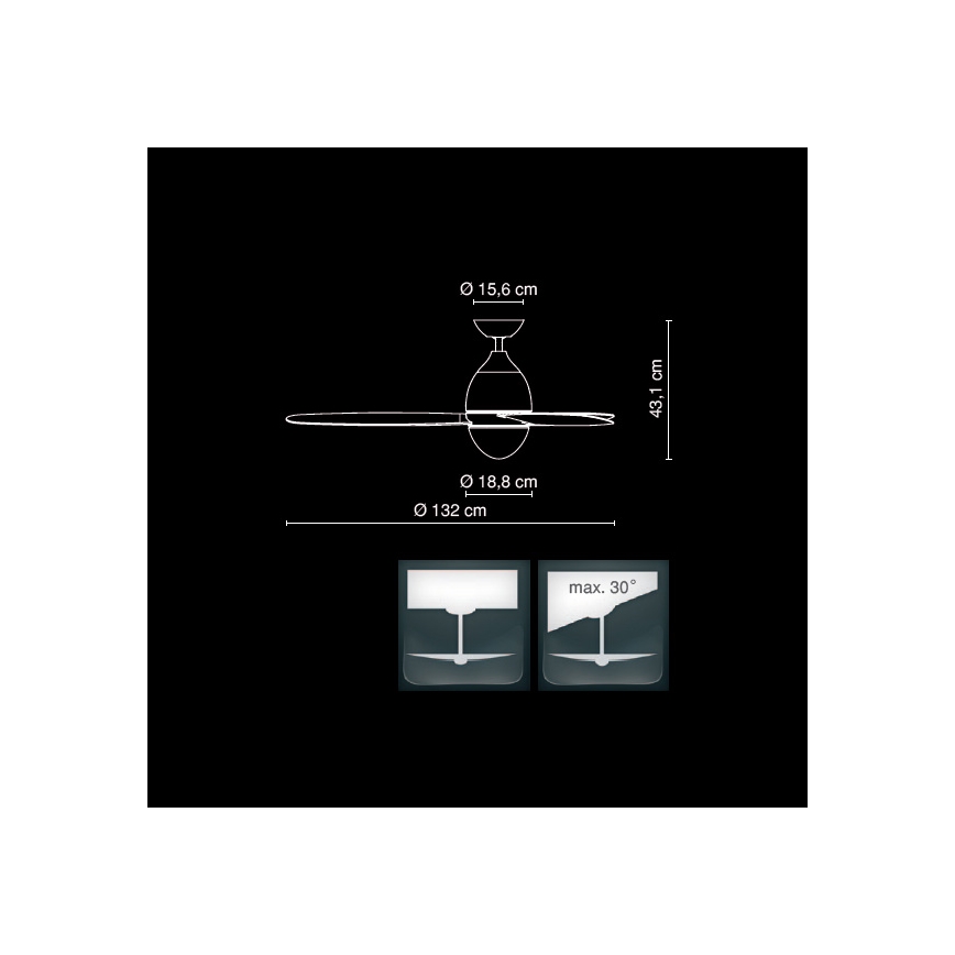 GLOBO 0302 - Stropní ventilátor PREMIER 2xE14/40W/230V