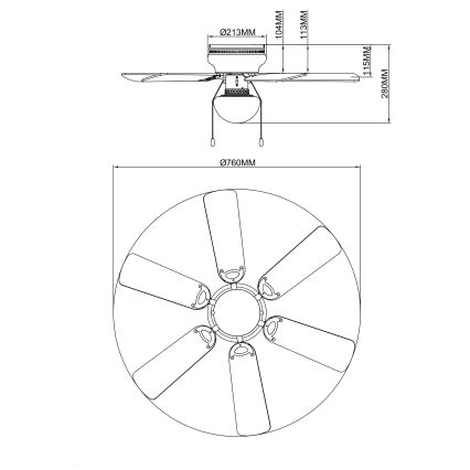 Globo - Wentylator sufitowy 1xE27/60W/230V