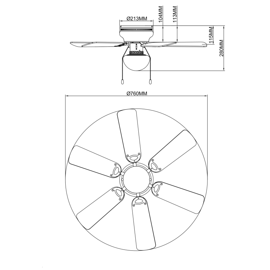 GLOBO - Wentylator sufitowy 1xE27/60W/230V