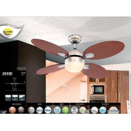 GLOBO 0318 - Wentylator sufitowy WADE 1xE14/60W/230V