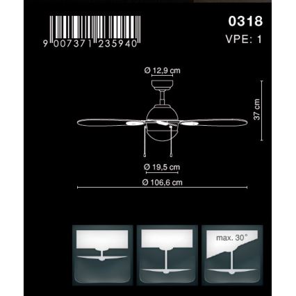 GLOBO 0318 - Wentylator sufitowy WADE 1xE14/60W/230V