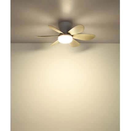 Globo - Ściemnialny wentylator sufitowy LED/5W/230V 2700-6500K beżowy + pilot zdalnego sterowania