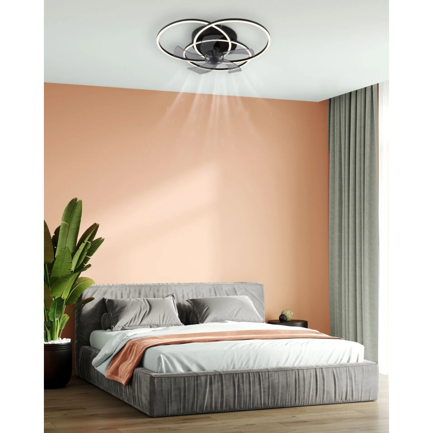 Globo - ściemnialny wentylator sufitowy LED/40W/230V 3000-6500K czarny + pilot zdalnego sterowania