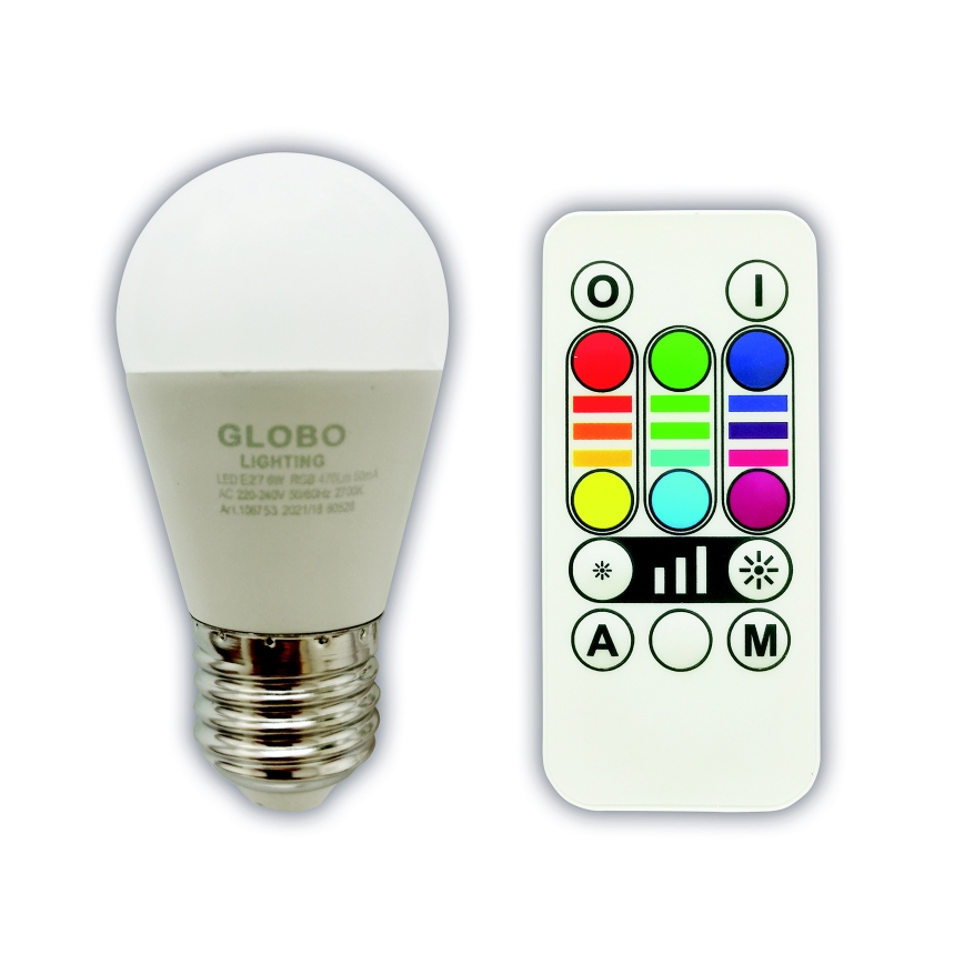 Globo - Ściemnialna żarówka LED RGBW E27/6W/230V 3000K + pilot zdalnego sterowania