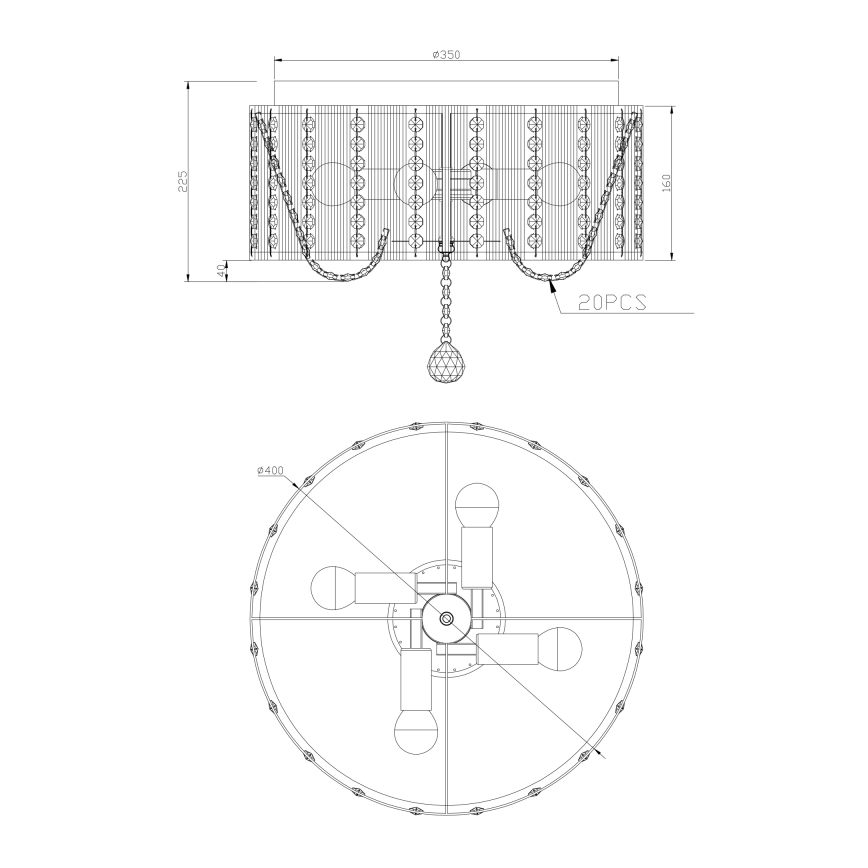 Globo - Kryształowe oświetlenie sufitowe 4xE14/40W/230V