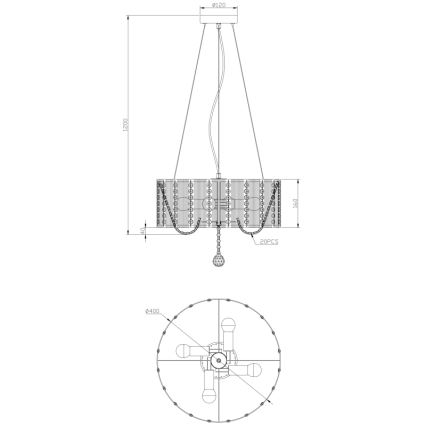 Globo - Kryształowy żyrandol na lince 4xE14/40W/230V