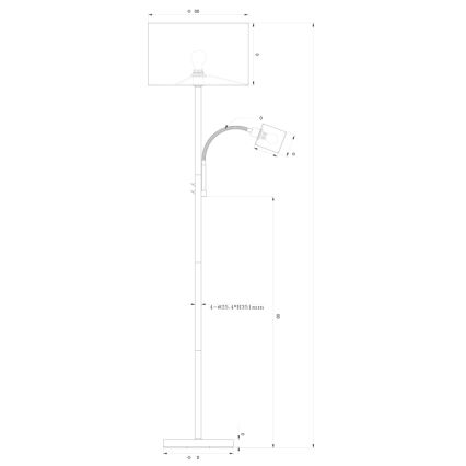 Globo - Lampa podłogowa 1xE27/40W/230V + 1xE14/25W