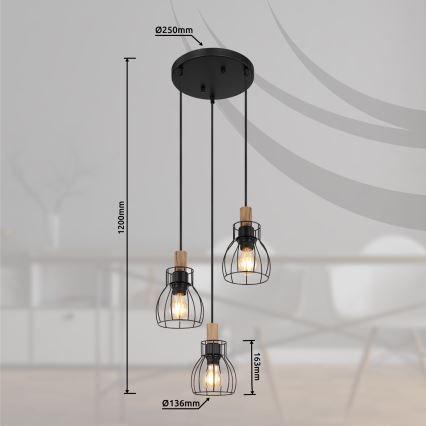Globo - Żyrandol na lince 3xE27/40W/230V