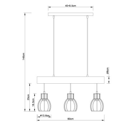 Globo - Żyrandol na lince 3xE27/60W/230V