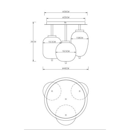 Globo - Żyrandol natynkowy 3xE14/40W/230V czarny