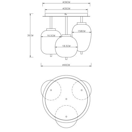 Globo - Żyrandol natynkowy 3xE14/40W/230V mosiądz