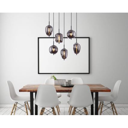 Globo - Lampa wisząca na linkę 6xE14/40W/230V czarna