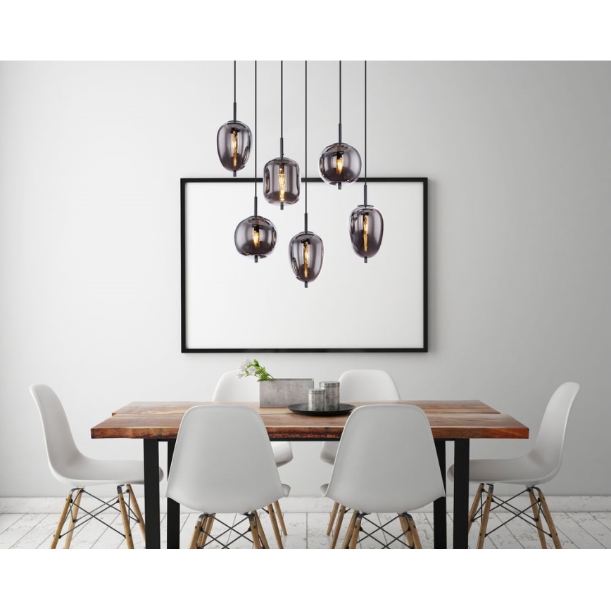 Globo - Lampa wisząca na linkę 6xE14/40W/230V czarna