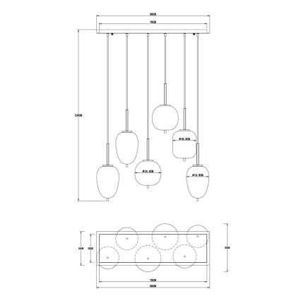 Globo - Lampa wisząca na linkę 6xE14/40W/230V czarna