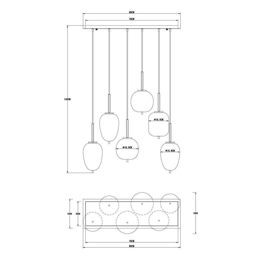 Globo - Lampa wisząca na linkę 6xE14/40W/230V czarna
