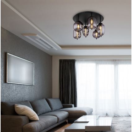 Globo - Plafon 6xE14/40W/230V czarny