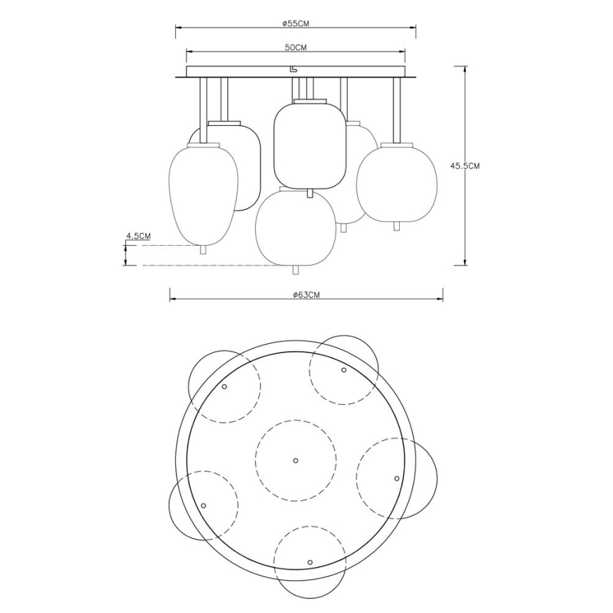 Globo - Żyrandol natynkowy 6xE14/40W/230V mosiądz