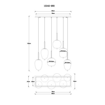 Globo - Żyrandol na lince 6xE14/40W/230V chrom