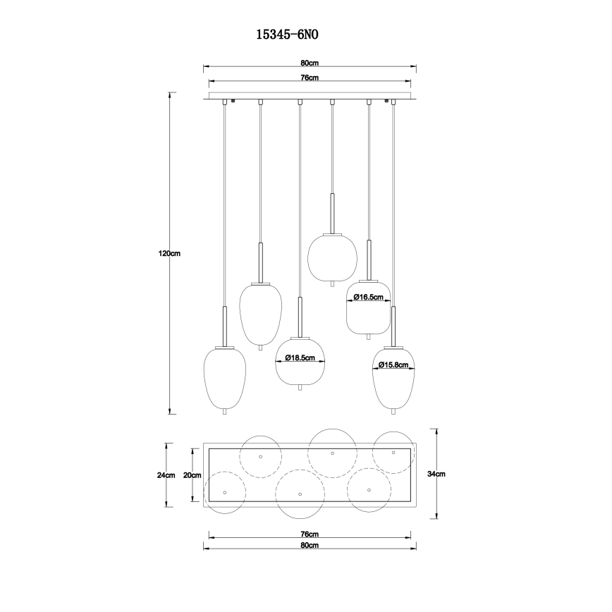 Globo - Żyrandol na lince 6xE14/40W/230V chrom błyszczący