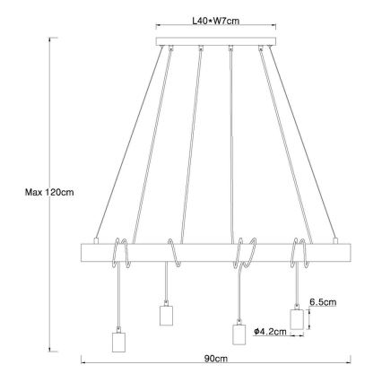 Globo - Żyrandol na lince 4xE27/60W/230V