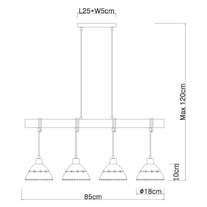 Globo - Żyrandol na lince 4xE27/60W/230V