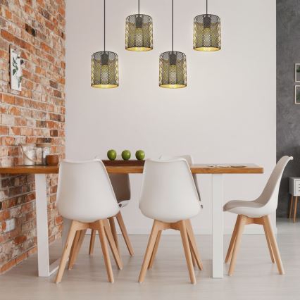 Globo - Lampa wisząca na linkach 4xE27/60W/230V złoto/czarny