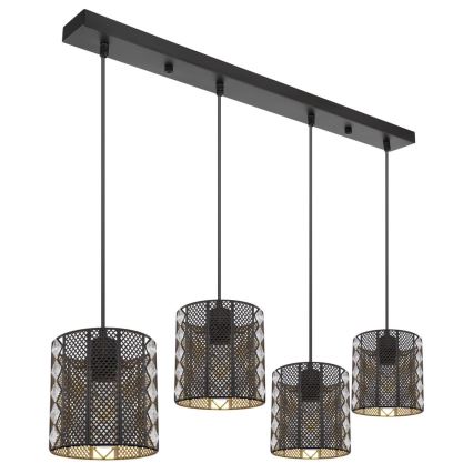 Globo - Lampa wisząca na linkach 4xE27/60W/230V złoto/czarny
