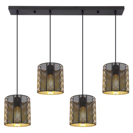 Globo - Lampa wisząca na linkach 4xE27/60W/230V złoto/czarny
