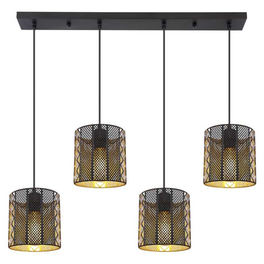 Globo - Lampa wisząca na linkach 4xE27/60W/230V złoto/czarny