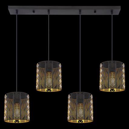 Globo - Lampa wisząca na linkach 4xE27/60W/230V złoto/czarny