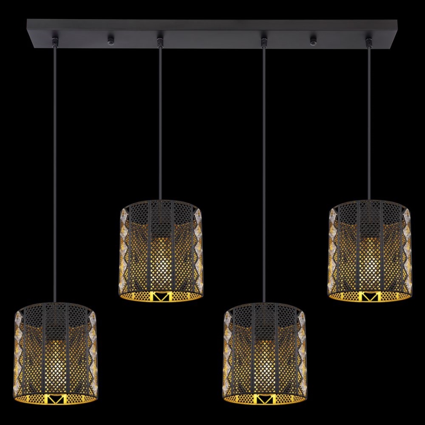 Globo - Lampa wisząca na linkach 4xE27/60W/230V złoto/czarny