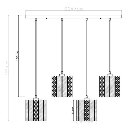 Globo - Lampa wisząca na linkach 4xE27/60W/230V złoto/czarny