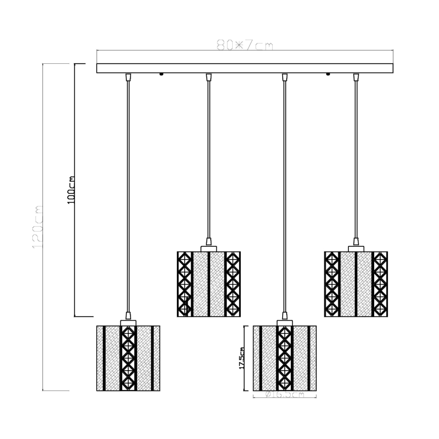 Globo - Lampa wisząca na linkach 4xE27/60W/230V złoto/czarny