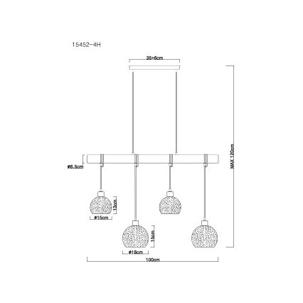 Globo - Żyrandol na lince 4xE27/40W/230V