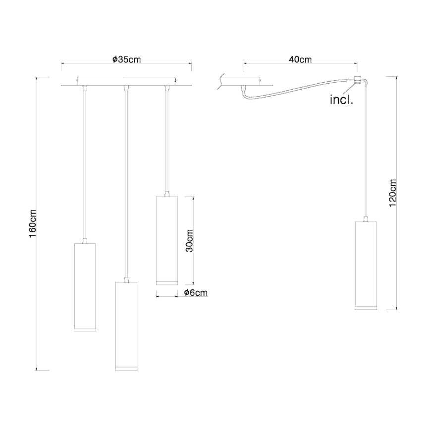 Globo - Lampa wisząca na linkę 3xE27/60W/230V czarne drewno