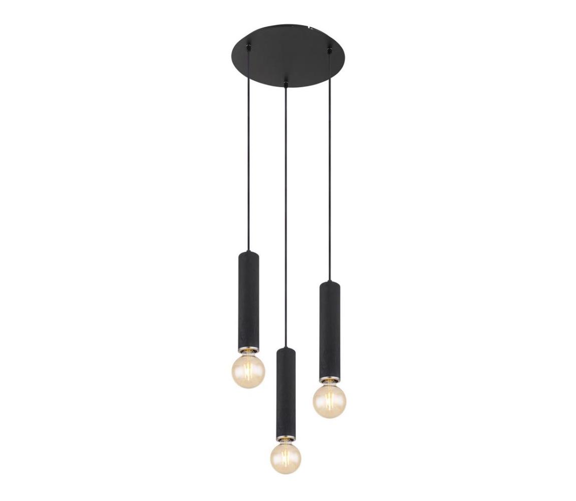 Globo 15499-3H - Lusr na lanku MARION 3xE27/60W/230V czarne drewno
