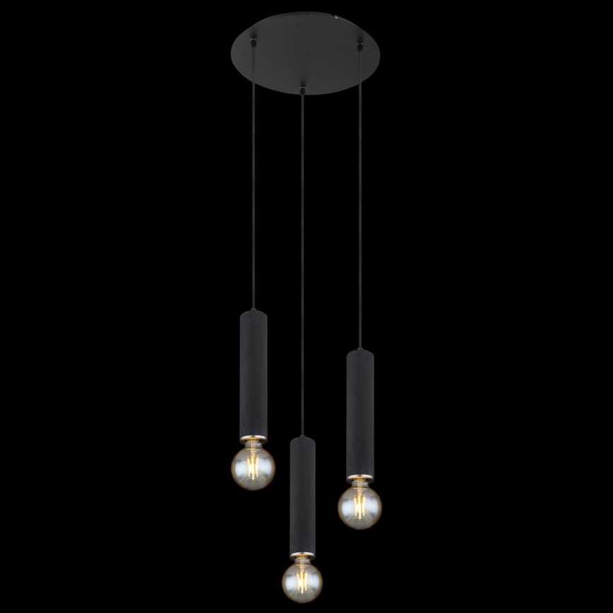 Globo - Lusr na lanku 3xE27/60W/230V czarne drewno