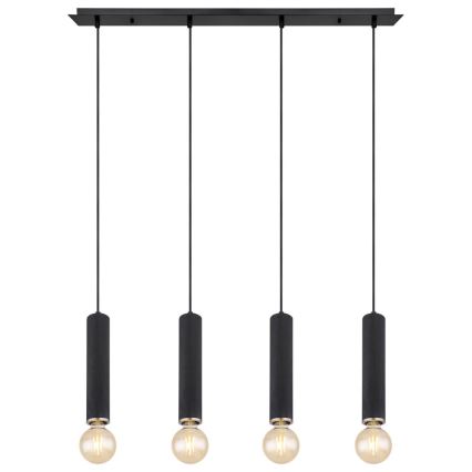 Globo - Lampa wisząca na linkach 4xE27/60W/230V czarne drewno