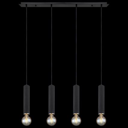 Globo - Lusr na lanku 4xE27/60W/230V czarne drewno