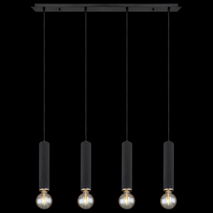 Globo - Lusr na lanku 4xE27/60W/230V czarne drewno