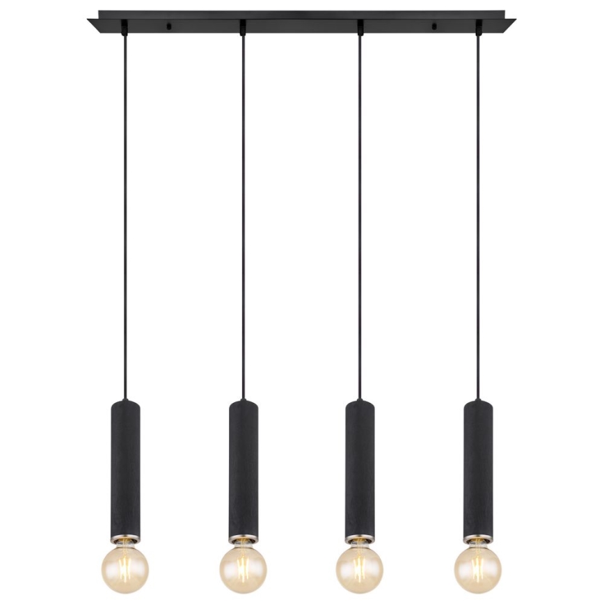 Globo - Lusr na lanku 4xE27/60W/230V czarne drewno