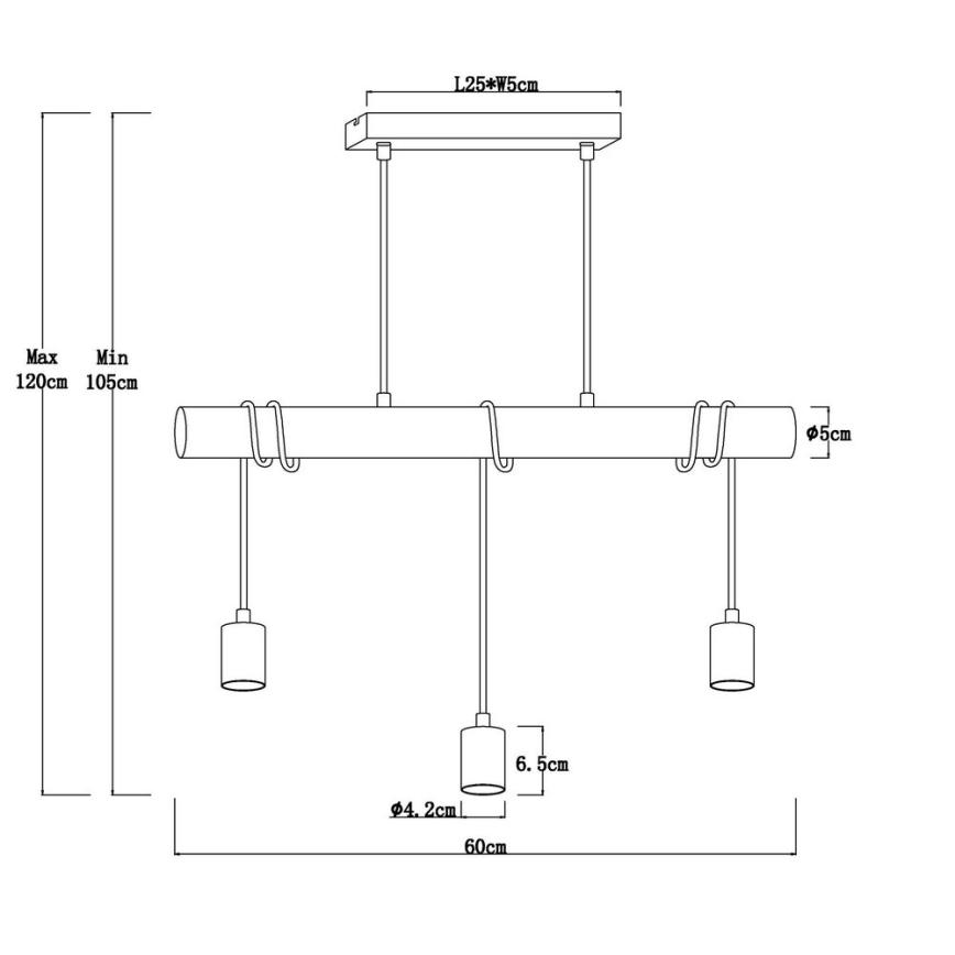 Globo - Lampa wisząca na linkę 3xE27/60W/230V